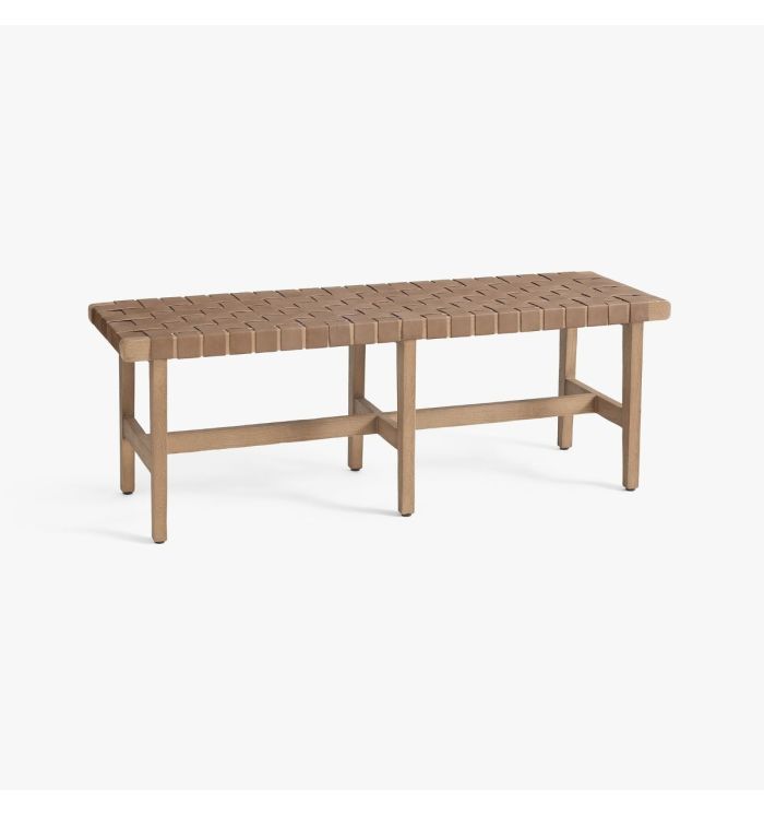 Fenix Woven Leather Wooden Bench