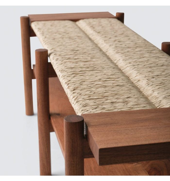 Peno Seagrass Handwoven Walnut Wood Bench
