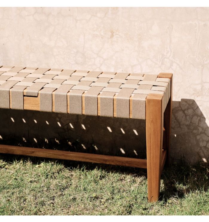 Vanta Woven Straps Teak Wooden Bench
